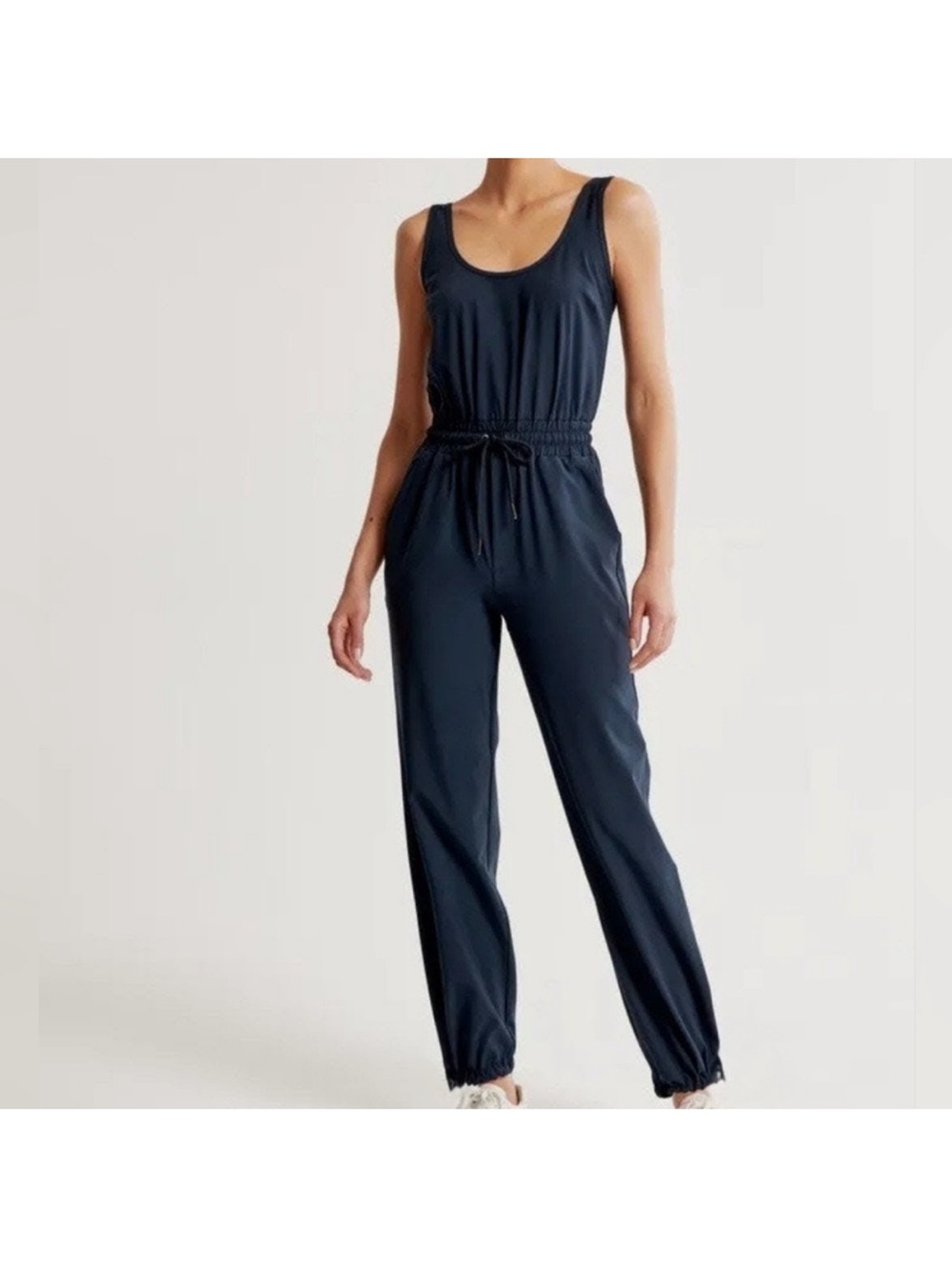 Abercrombie & Fitch Navy Drawstring Jogger Jumpsuit